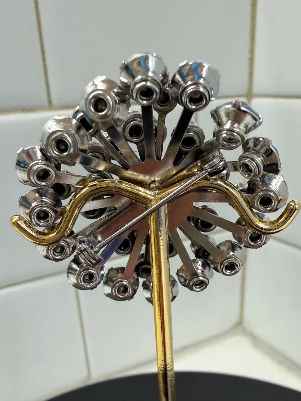 Blue Crystal Burst Brooch - Radiant Cluster Pin